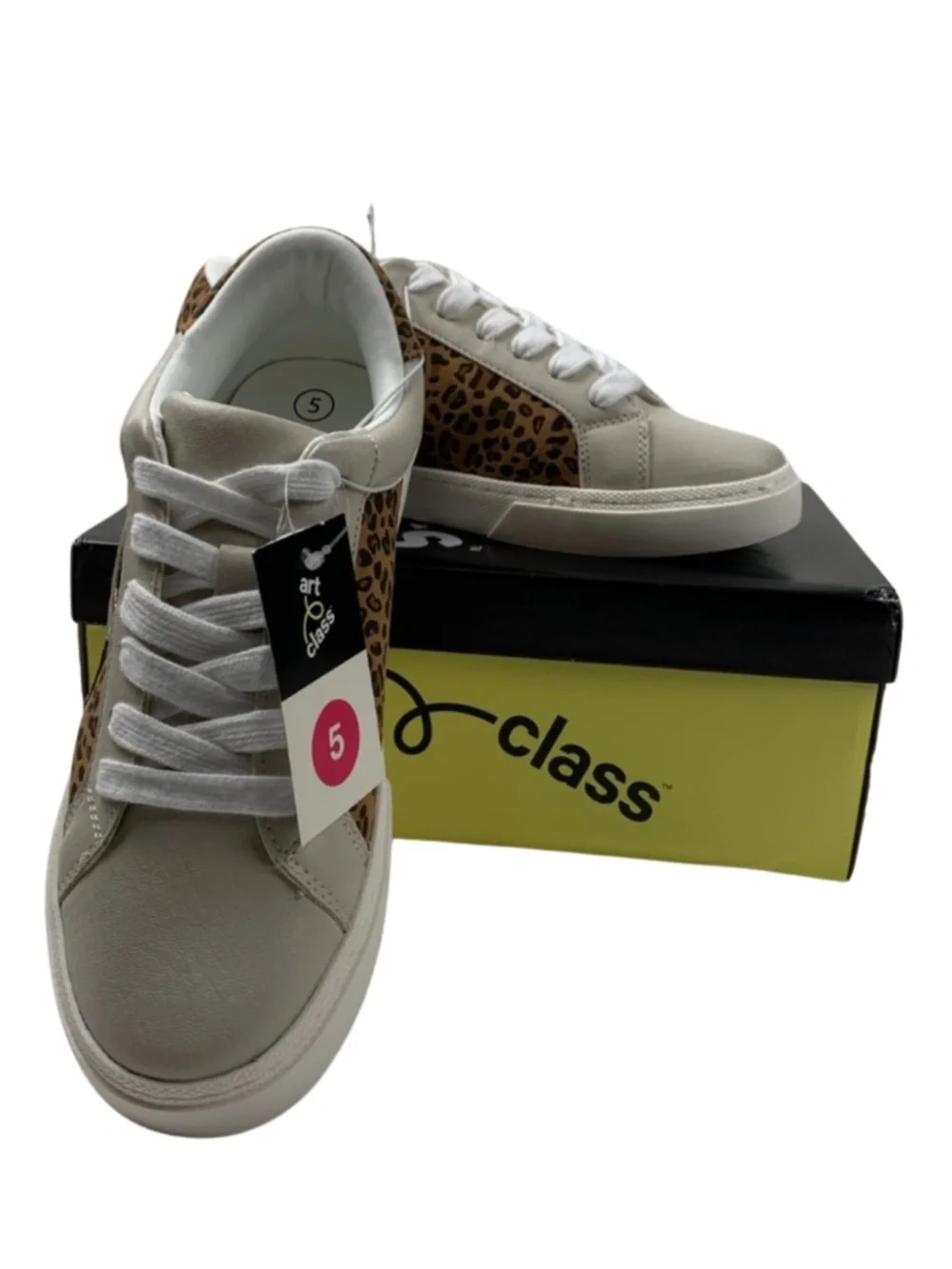 Leopard and Stars Kaitlyn Sneakers Girls Size 5 Animal Print Casual
